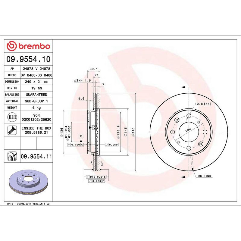 Disco freno asse anteriore - BREMBO