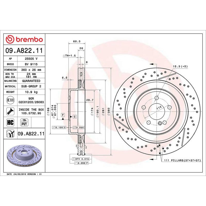 Disco freno asse posteriore - BREMBO