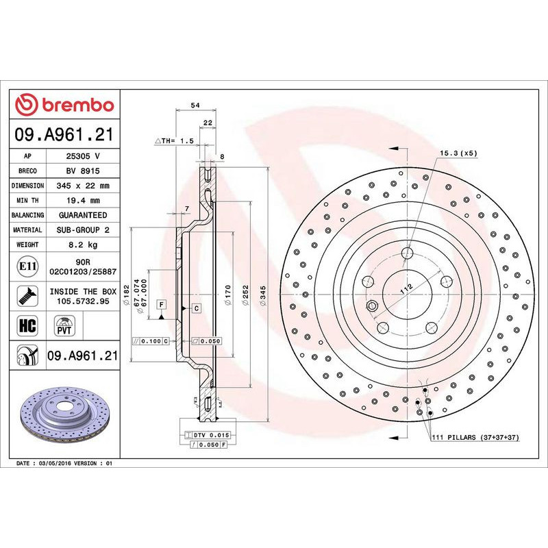 Disco freno asse posteriore - BREMBO