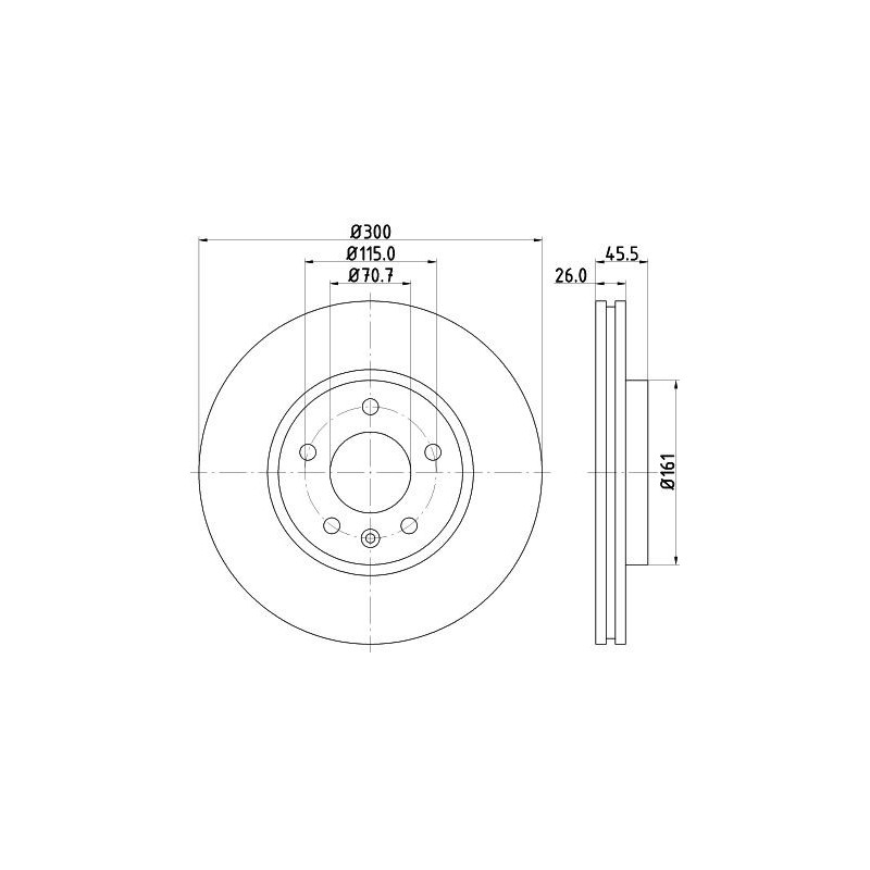 Disco freno asse anteriore - HELLA BRAKE