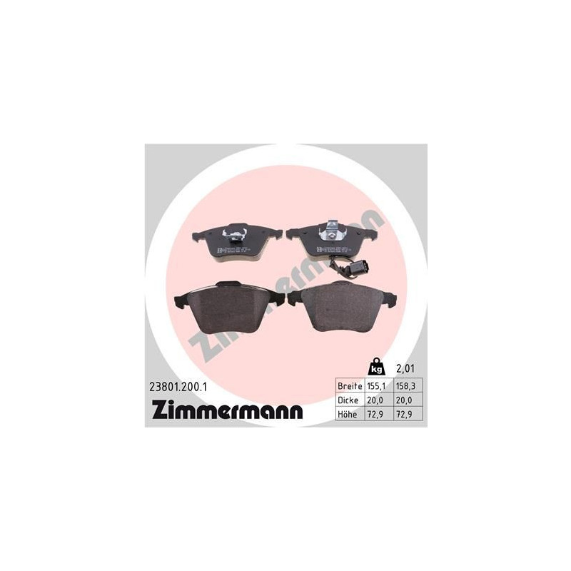 Pastiglie freno asse anteriore - ZIMMERMANN
