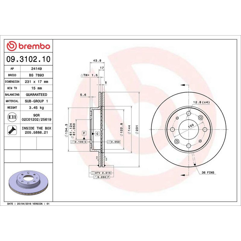 Disco freno asse anteriore - BREMBO