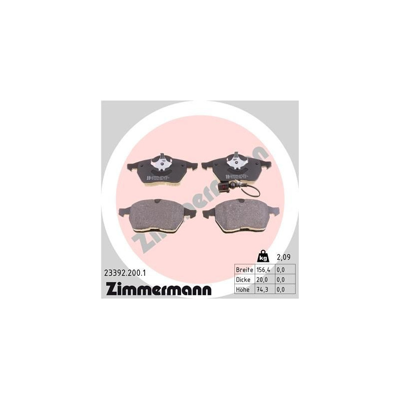 Pastiglie freno asse anteriore - ZIMMERMANN