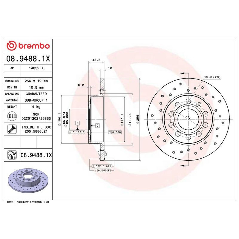Disco freno asse posteriore - BREMBO