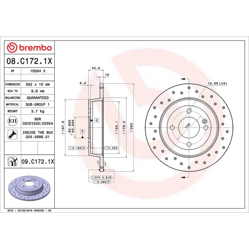 Disco freno asse posteriore - BREMBO