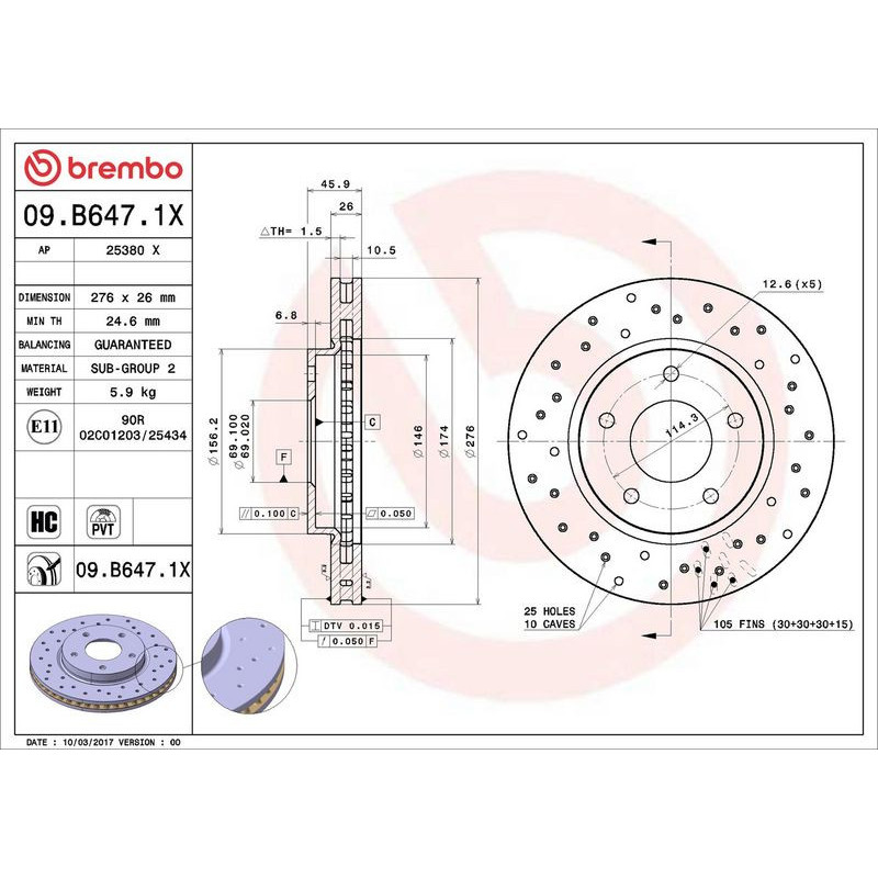 Disco freno asse anteriore - BREMBO