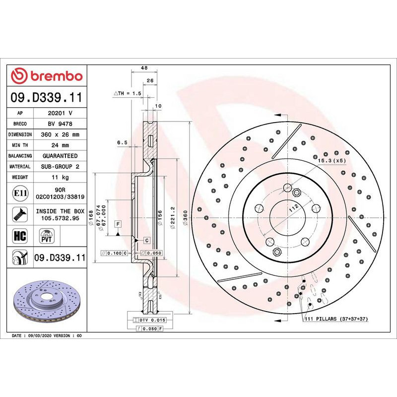 Disco freno asse posteriore - BREMBO