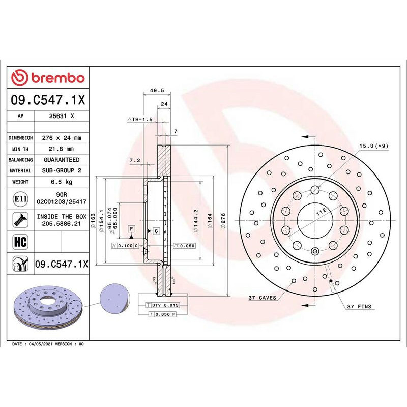 Disco freno asse anteriore - BREMBO