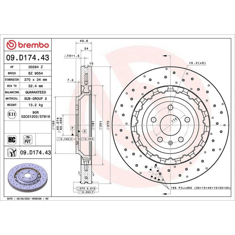 Disco freno asse anteriore - BREMBO