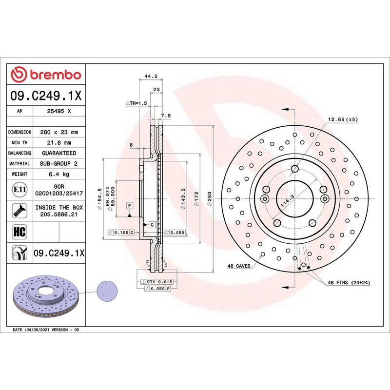 Disco freno asse anteriore - BREMBO