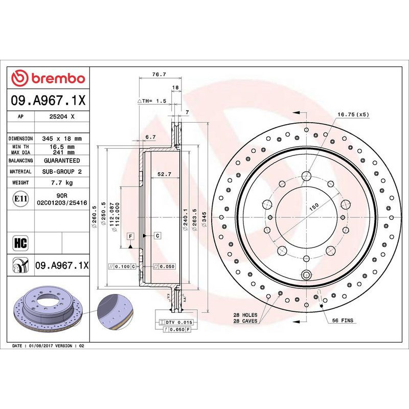 Disco freno asse posteriore - BREMBO