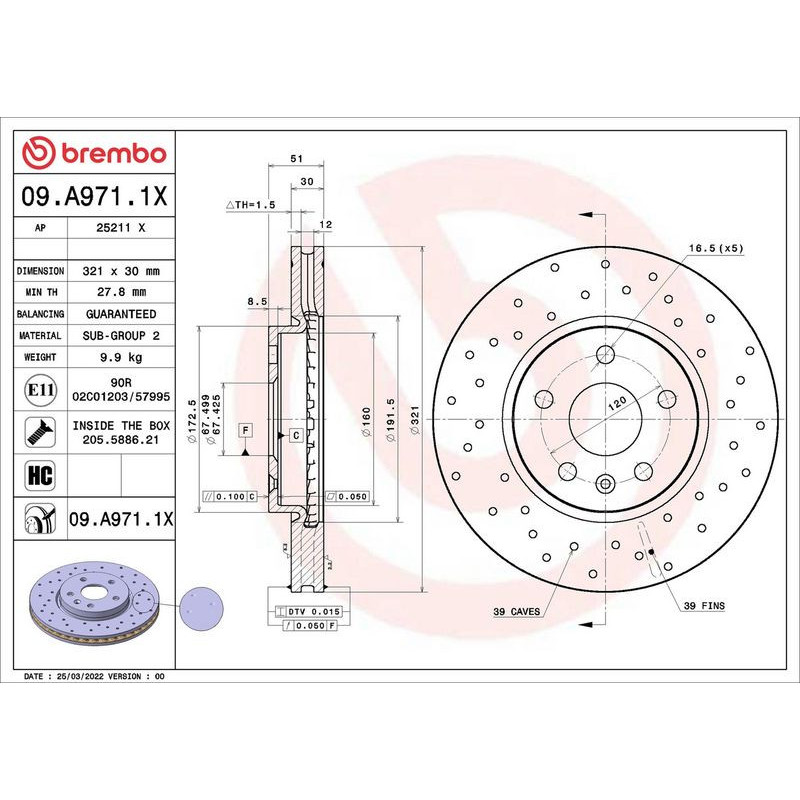 Disco freno asse anteriore - BREMBO