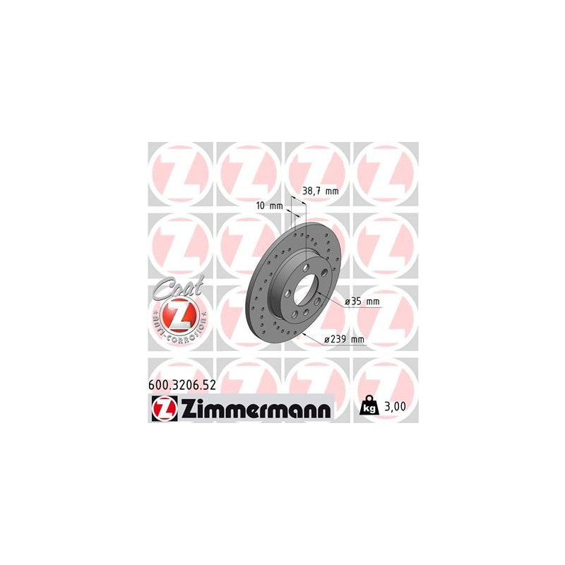 Disco freno asse posteriore - ZIMMERMANN