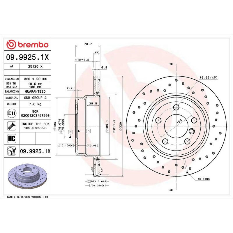 Disco freno asse posteriore - BREMBO