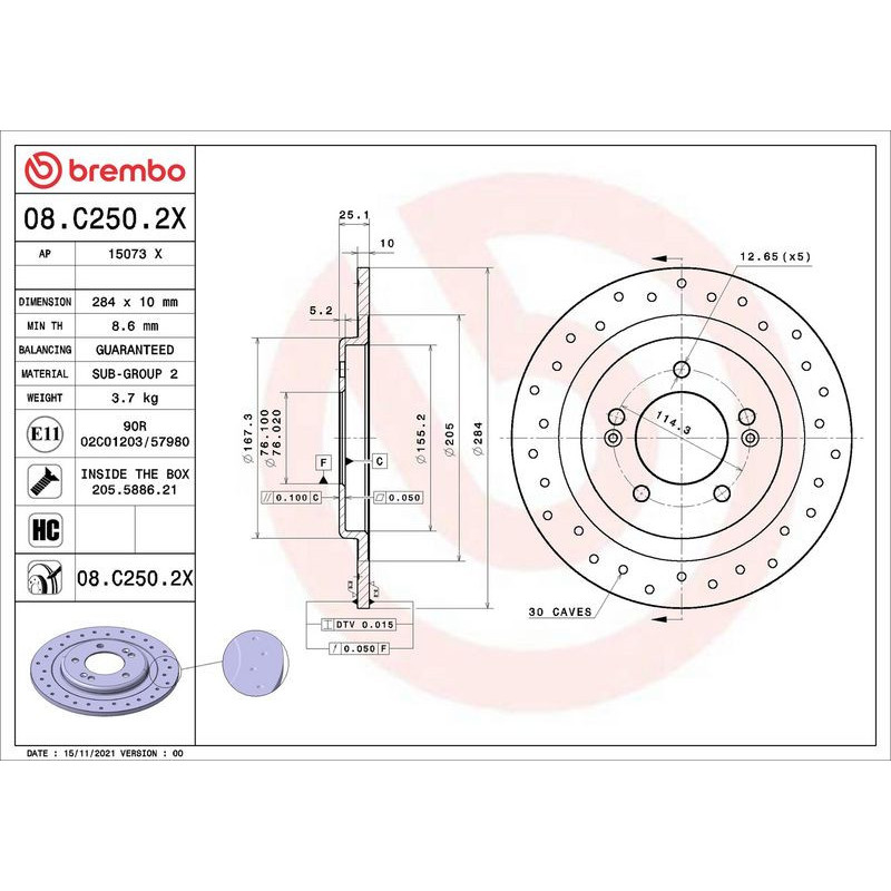Disco freno asse posteriore - BREMBO