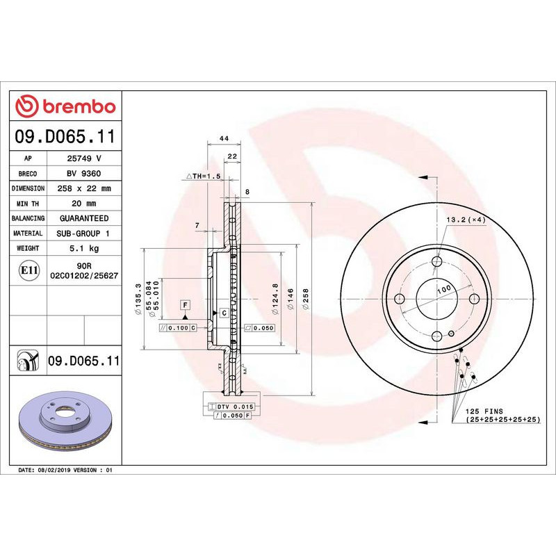 Disco freno asse anteriore - BREMBO