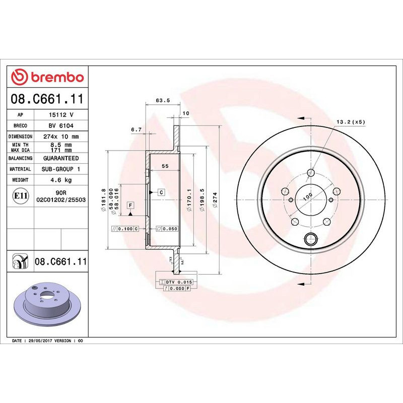 Disco freno asse posteriore - BREMBO