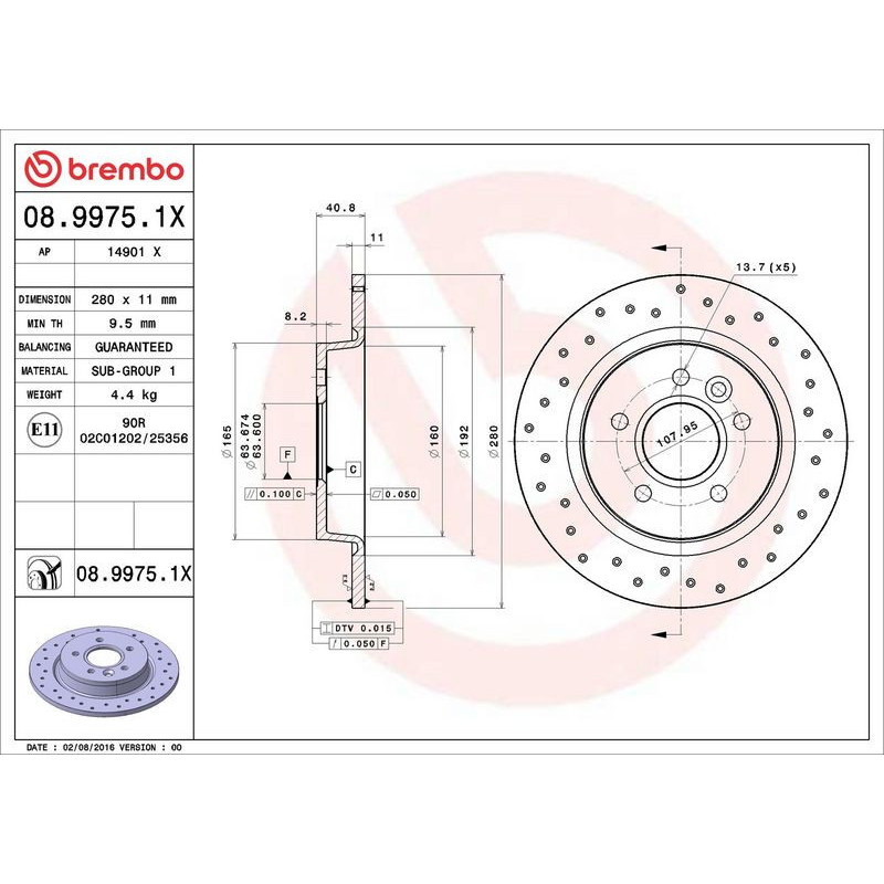 Disco freno asse posteriore - BREMBO