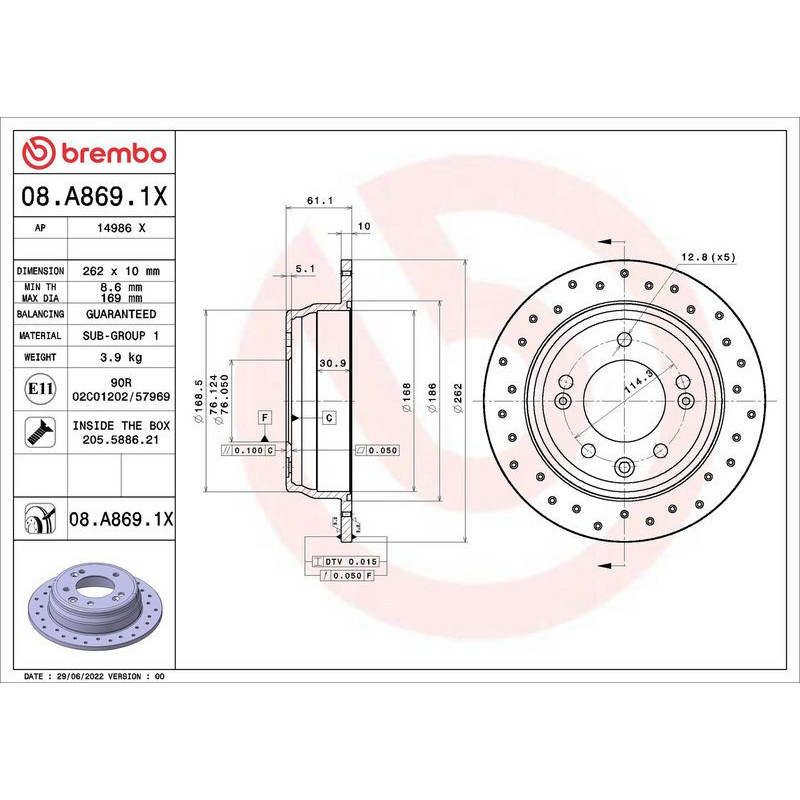 Disco freno asse posteriore - BREMBO