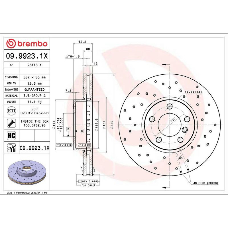 Disco freno asse anteriore - BREMBO
