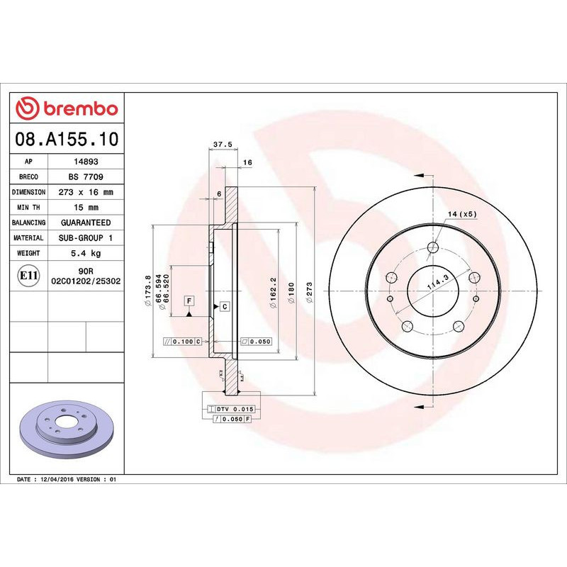 Disco freno asse anteriore - BREMBO