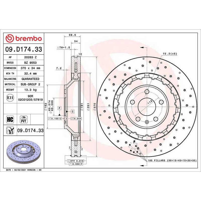 Disco freno asse anteriore - BREMBO