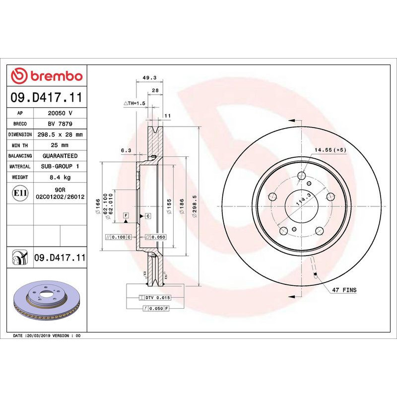 Disco freno asse anteriore - BREMBO