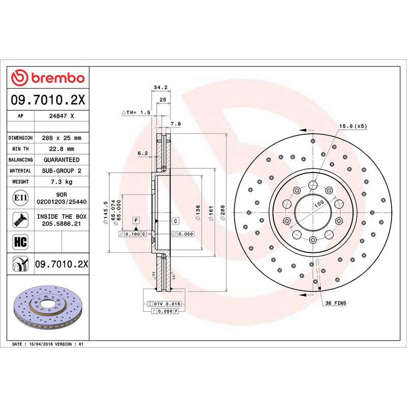 Disco freno asse anteriore - BREMBO