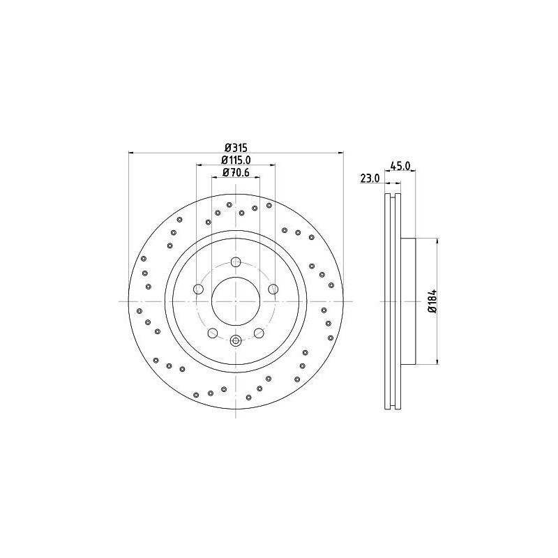 Disco freno asse posteriore - HELLA