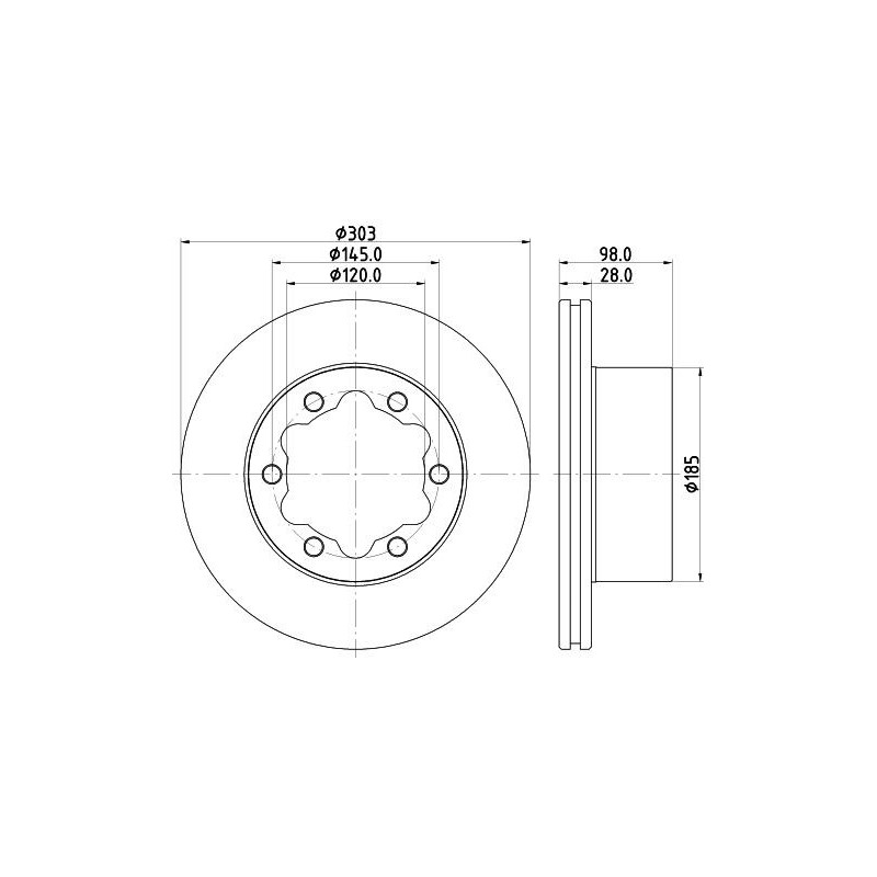 Disco freno asse posteriore - HELLA