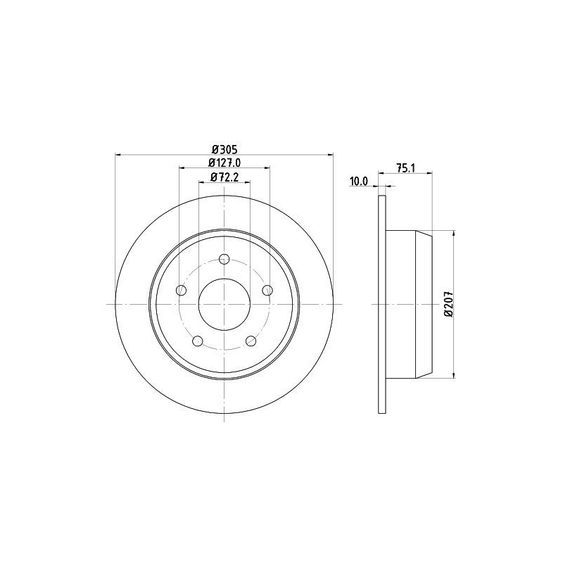 Disco freno asse posteriore - HELLA