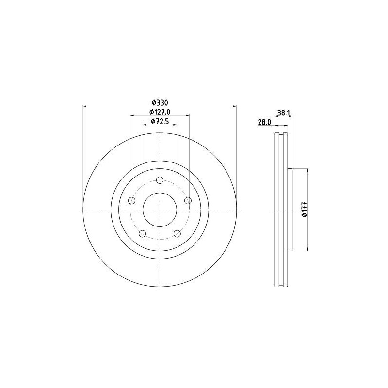 Disco freno asse anteriore - HELLA