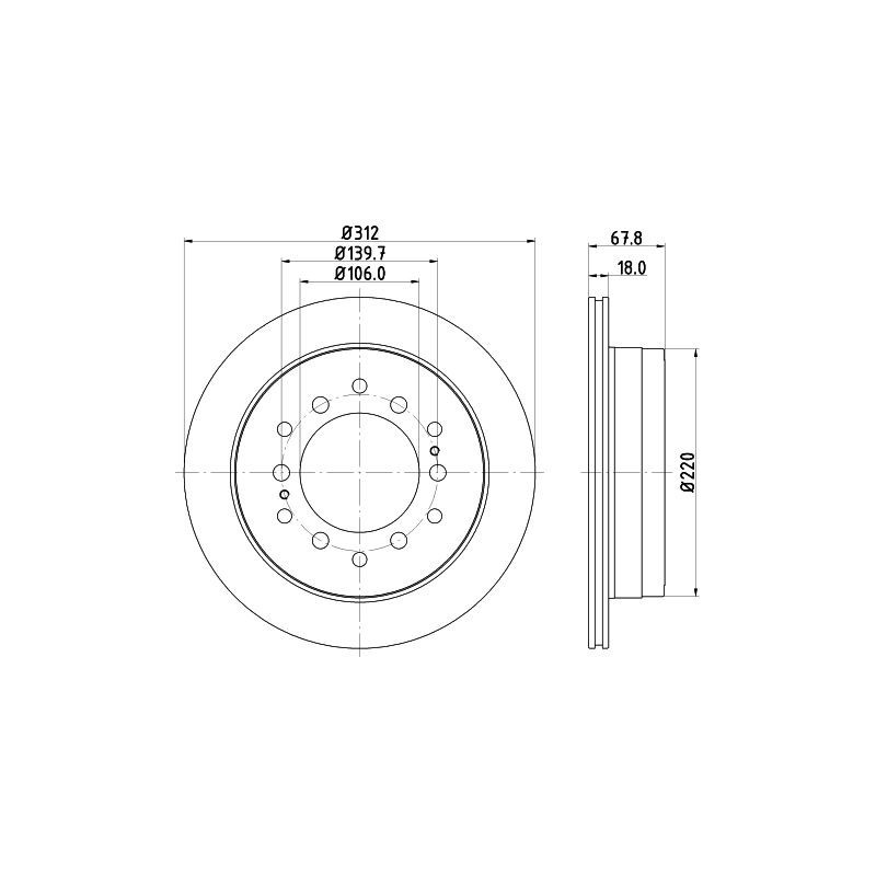 Disco freno asse posteriore - HELLA