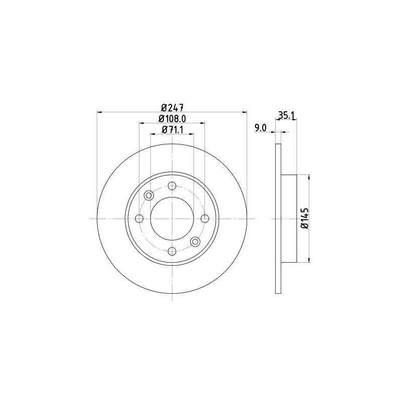 Disco freno asse posteriore - HELLA