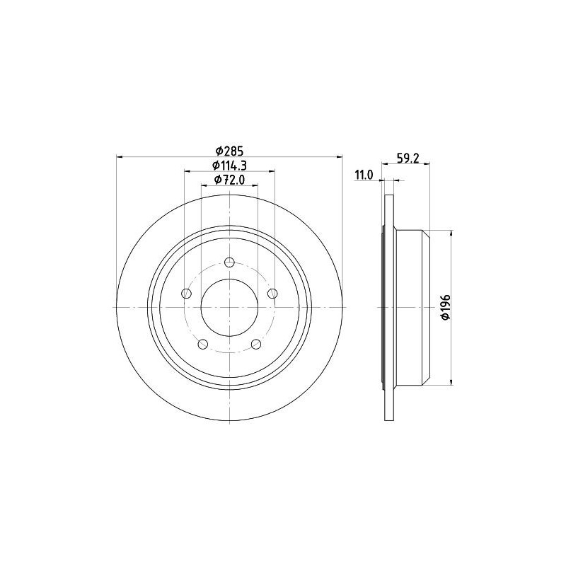Disco freno asse posteriore - HELLA