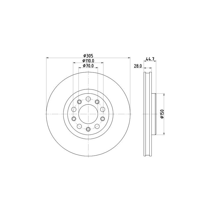 Disco freno asse anteriore - HELLA