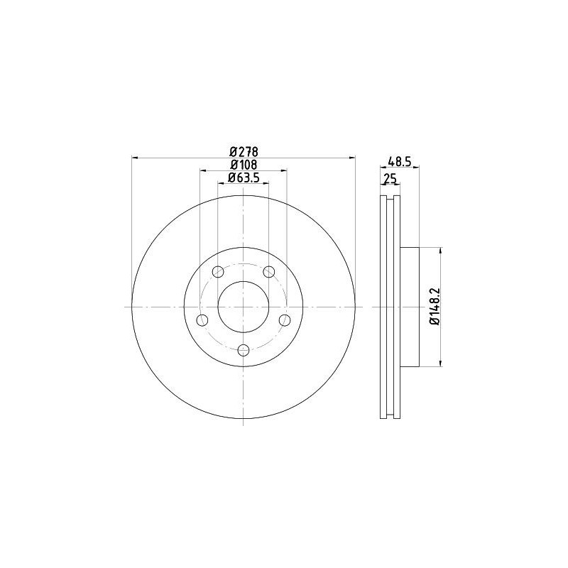Disco freno asse anteriore - HELLA