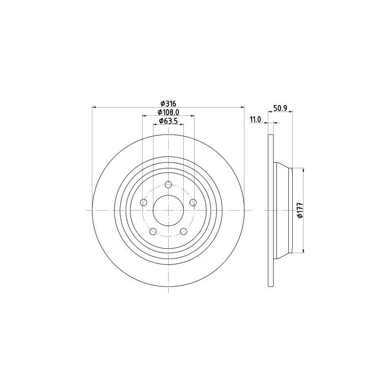 Disco freno asse posteriore - HELLA