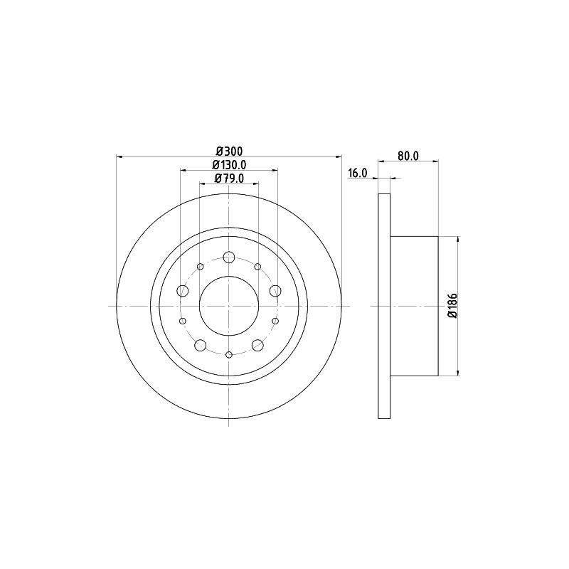 Disco freno asse posteriore - HELLA