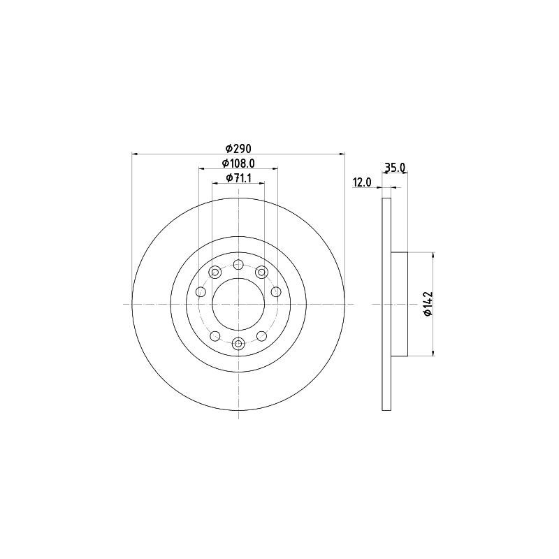 Disco freno asse posteriore - HELLA