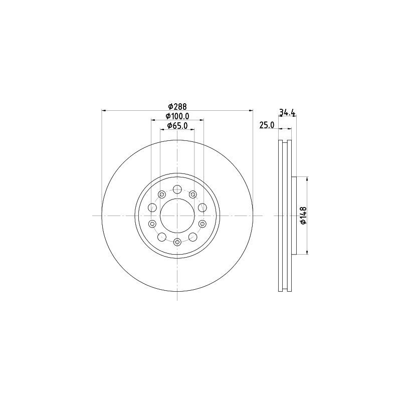 Disco freno asse anteriore - HELLA