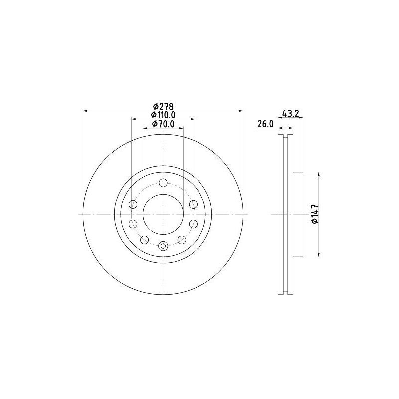 Disco freno asse anteriore - HELLA