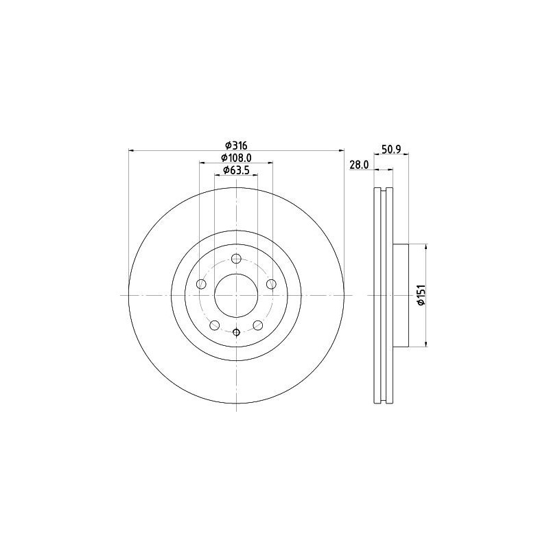 Disco freno asse anteriore - HELLA