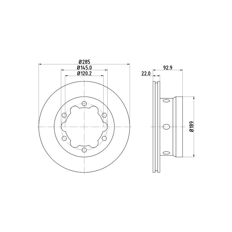 Disco freno asse posteriore - HELLA