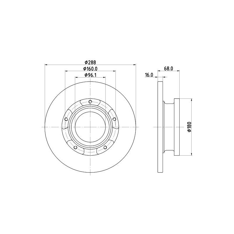 Disco freno asse posteriore - HELLA
