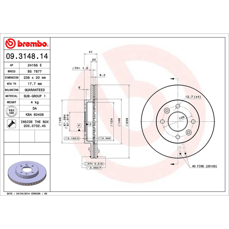 Disco freno asse anteriore - BREMBO