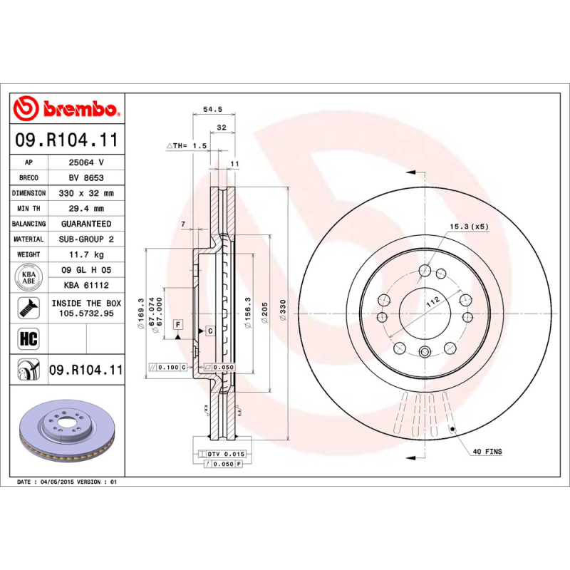 Disco freno asse anteriore - BREMBO