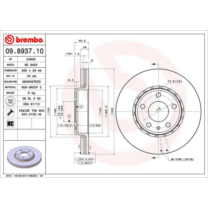 Disco freno asse anteriore - BREMBO