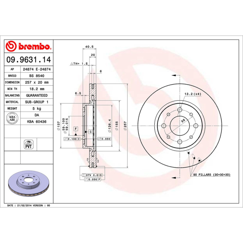 Disco freno asse anteriore - BREMBO