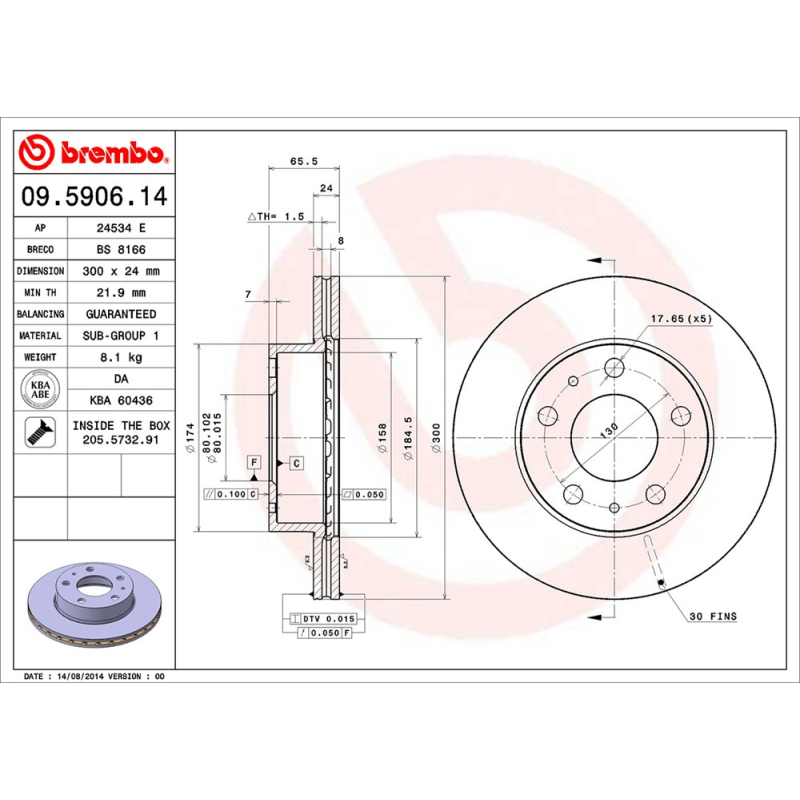 Disco freno asse anteriore - BREMBO